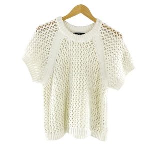 Tibi Tube Yarn Muscle Open Knit Boxy Sweater Large